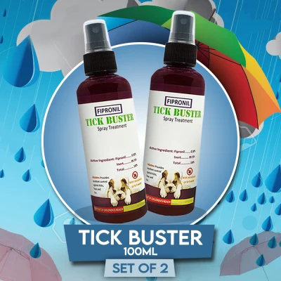 Tick Buster (anti garapata, pulgas, kuto) Fipronil Pet Spray Treatment 100mL Set of 2