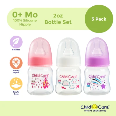 Child Care 2oz Baby Bottle Set (Anti-Colic Feeding bottle) (Standard Neck Bottle) (BPA Free Feeding Bottle) (Feeding Set)