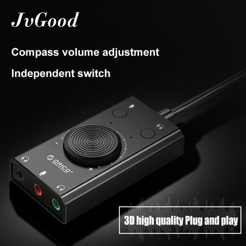 JvGood Sound Card External USB Audio Card Adapter USB Multifunction Surround Gaming Sound Card to Jack 3.5mm Earphone Microphone for Laptop Phone PS4