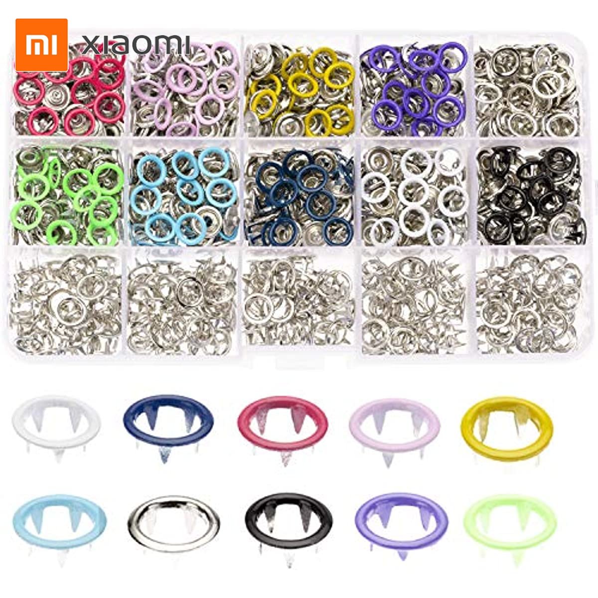 100 Sets Snap Fasteners Kit Without Tool, Xiaomi MultiColor 9.5mm