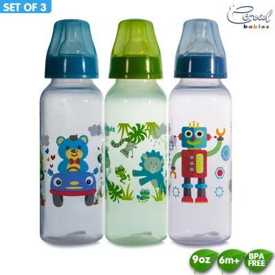 Coral Babies 9oz Tinted Feeding Bottle - Set of 3