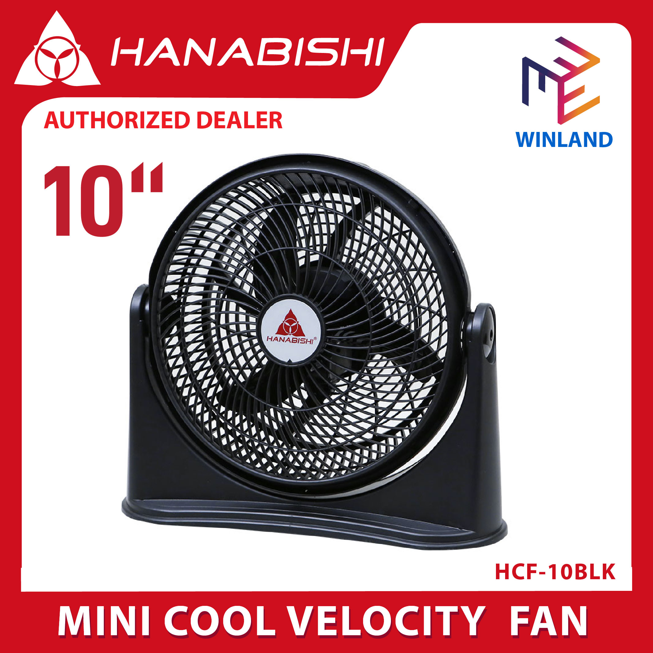 HANABISHI by Winland Mini Desk Fan Velocity Cool Electric Floor Fan 10