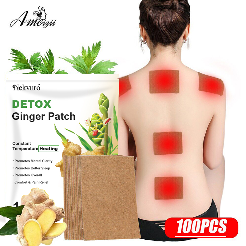 AMEIZII 100Pcs Ginger Patch Heating Pad for Back Pain, Herbal Ginger ...