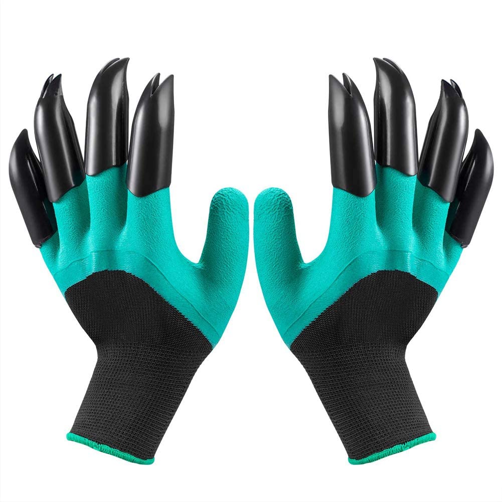 Green CJSJ Garden Genie Gloves with Fingertips Uniex Claws on Both Hands Quick & Easy to Dig and Plant Safe for Rose Pruning As Seen On TV 1 pair 