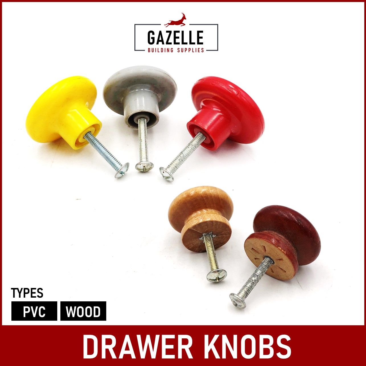 Drawer Knob Knob Wardrobe Furniture PVC / Wood Gray / Red