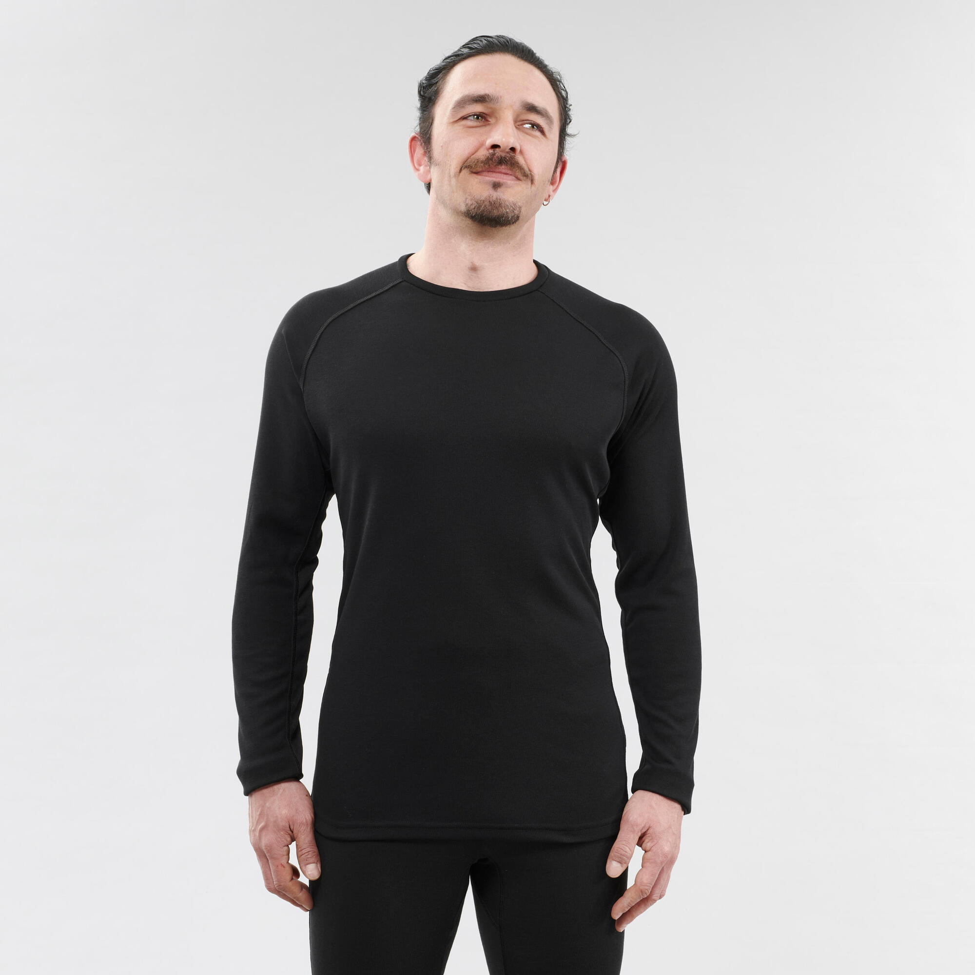 Decathlon Wedze Men's Base Layer Ski Top 100 - Black