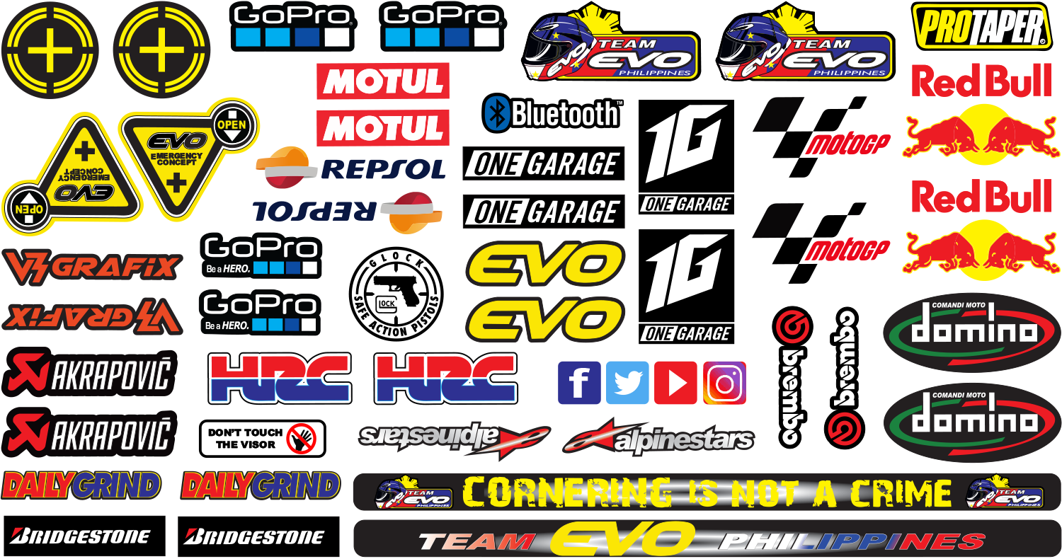 EVO HELMET VISOR STICKER DECAL SET WATERPOOF LAMINATED SCRATCHPROOF