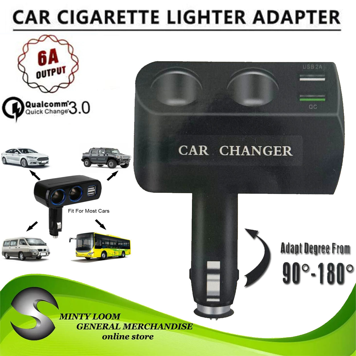 2 Way 12V24V Dual USB Car Charger Socket Splitter Power Adapter