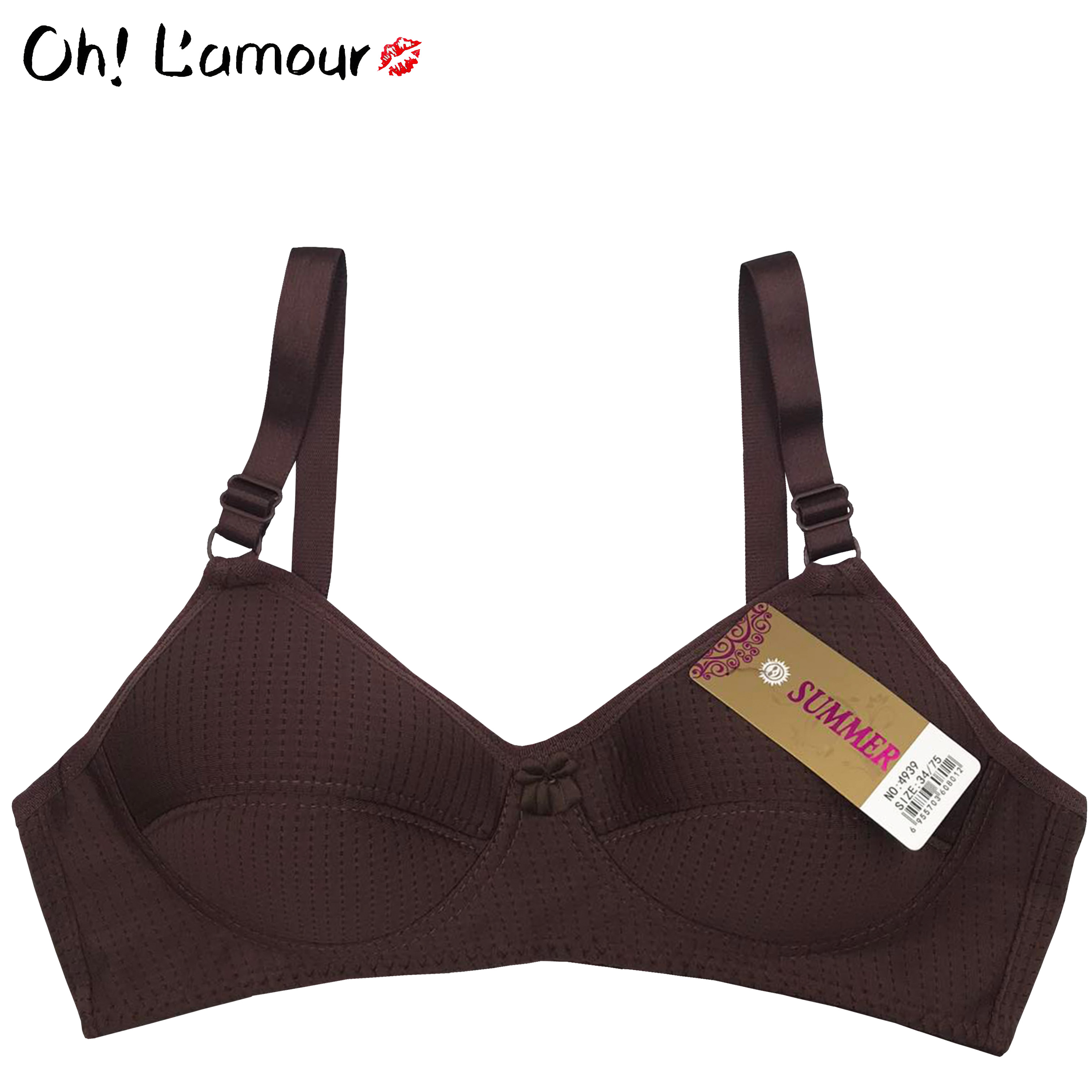 Oh Lamour #4939 Cup A Plain Dots Design Wireless Bra Thin Padding