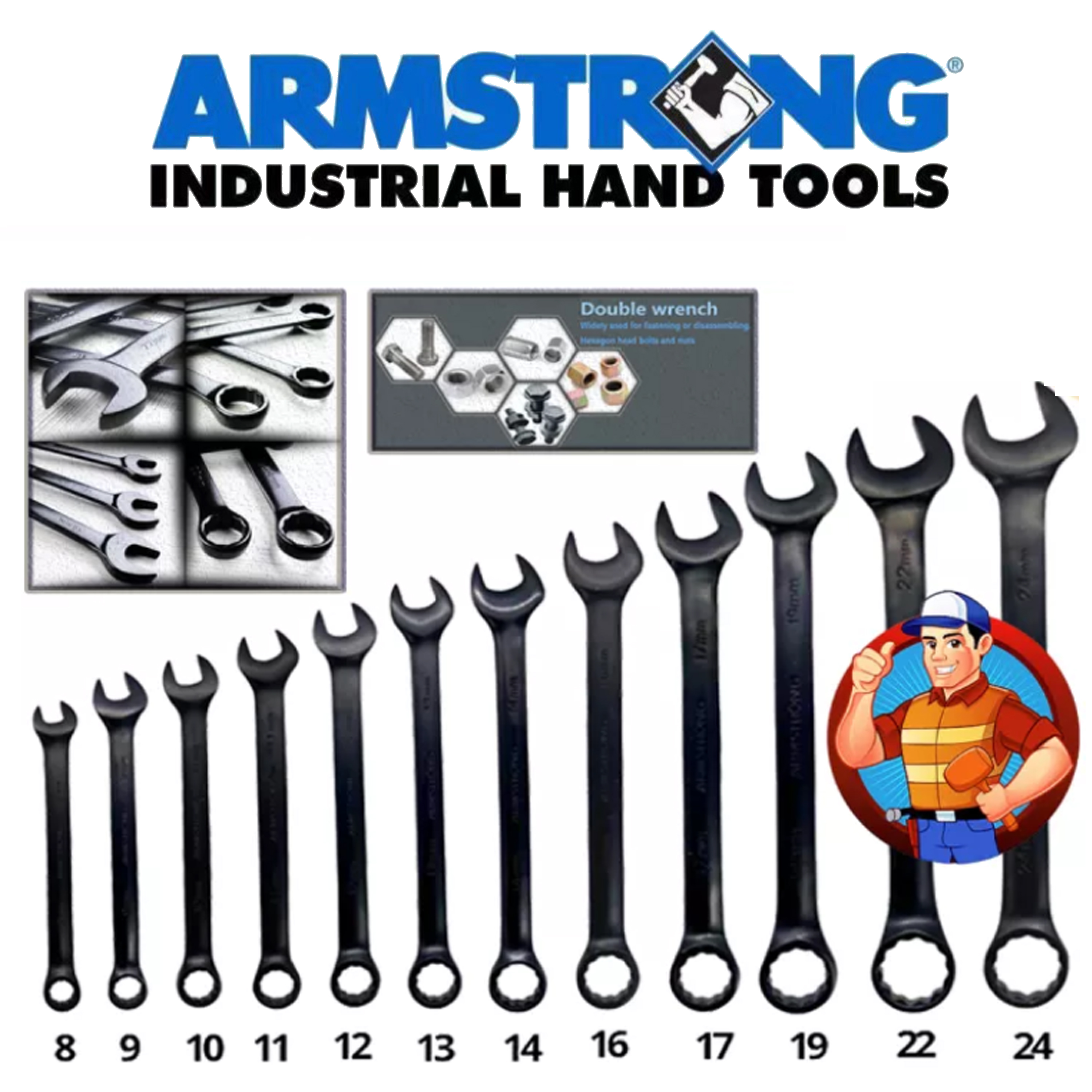 Armstrong Black Force Combination Wrench Per Piece Professlonal Tools 