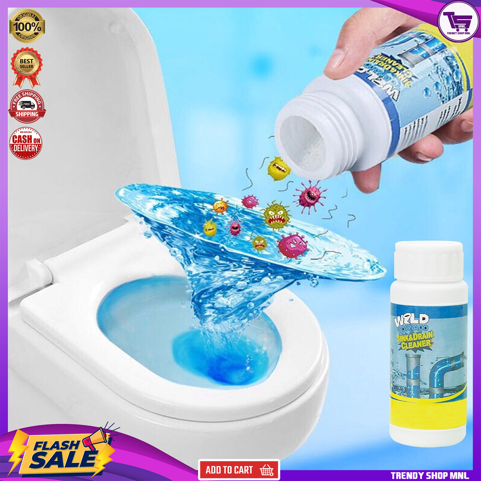 WILD TORNADO POWERFUL SINK & DRAIN CLEANER HIGH EFFICIENCY UNCLOG