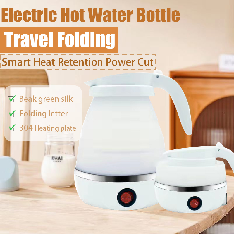 Electric kettle foldable silicone portable water kettle 600ml mini small  electric kettles travel water boiler camping kettle