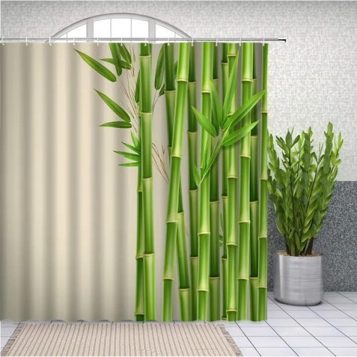 Yadshoti Green Bamboo Shower Curtains, Bamboo Shower Curtain