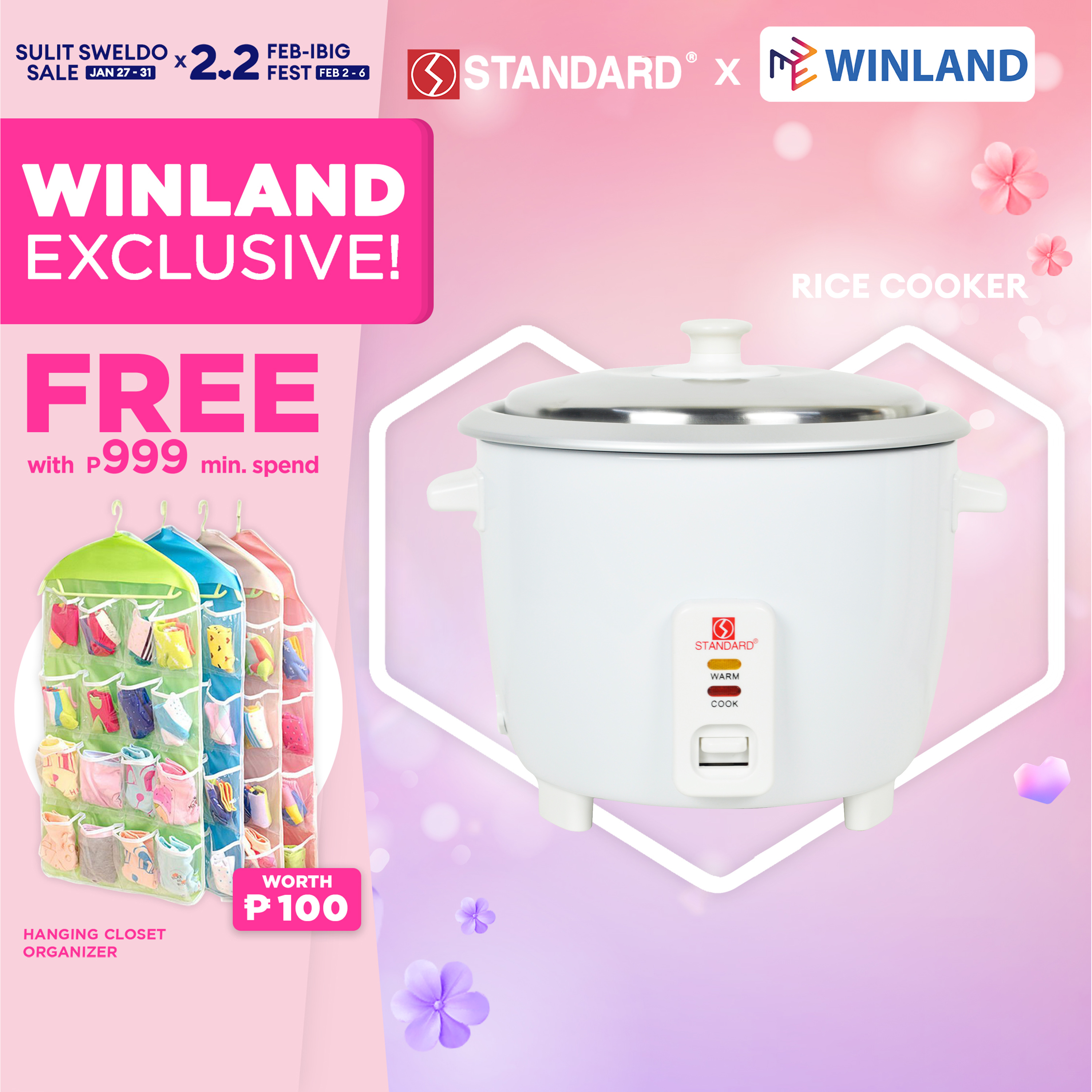 STANDARD Appliances by Winland Fast Cooking Rice Cooker 1.5 Liter with