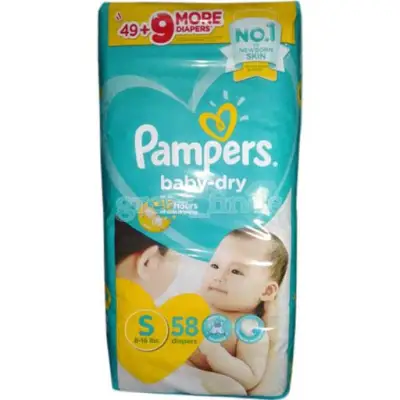 Pampers Baby Dry Diaper Small 58 Pieces