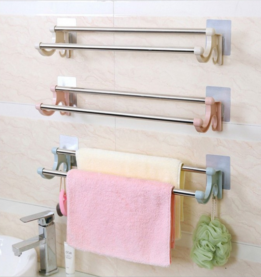 Double Poles Seemless Stickers Bathroom, Where To Hang Towel Rack In Bathroom