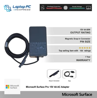 Microsoft Surface Pro Charger for Surface Pro 3,4,5, 15V 4A 65W Power Supply for Windows Surface Book, Book 2,Surface Laptop for 1706 1625