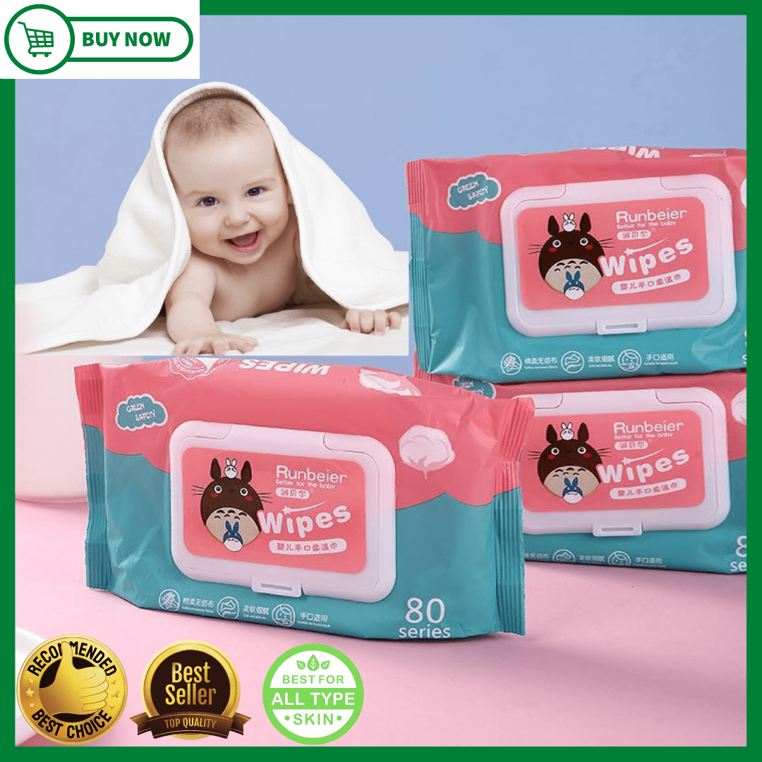 Baby Wipes 80 pcs per pack (NonAlcoholwet wipes) Face Tissue Facial Paper Towel🧻Made