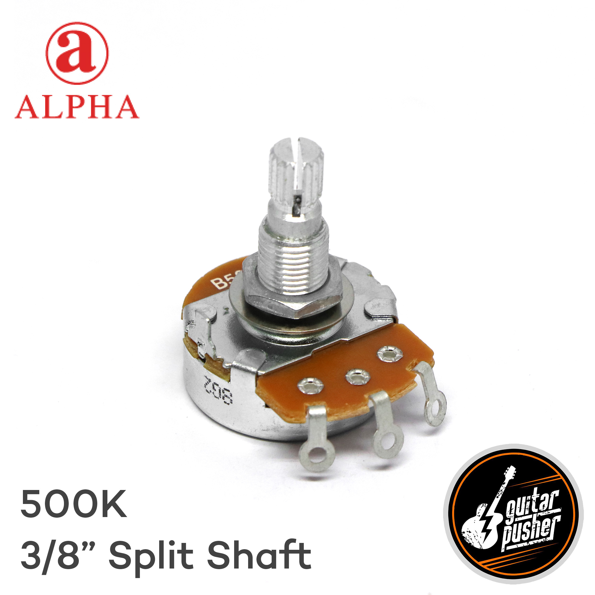Alpha 500k Big Body Potentiometer 3/8" Tall Bushing Wood Mount Metric
