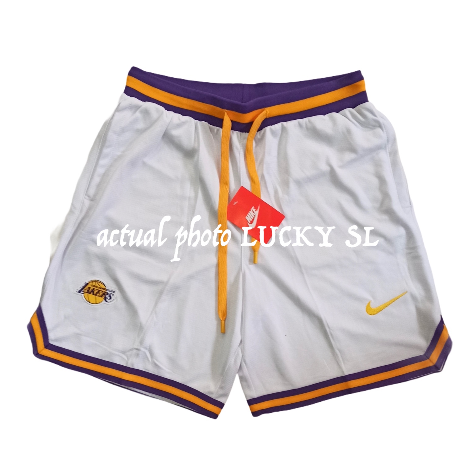 white lakers shorts