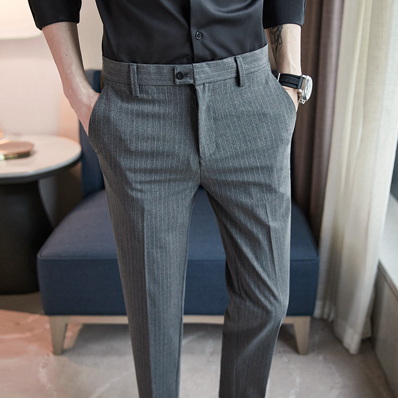 2022 Men Striped Suit Pants Ankle Trousers New Men's Formal Pants High  Quality Business Fashion Casual Msn Clothing Dress Pants