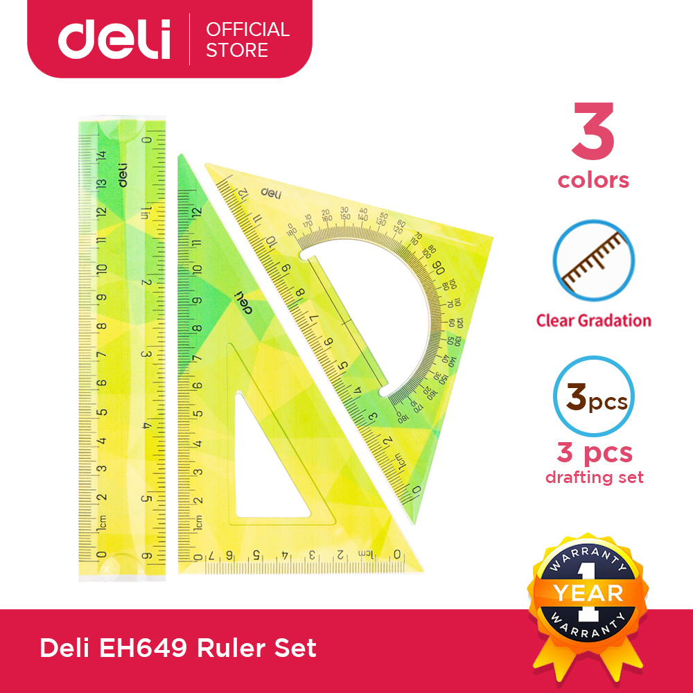 Deli Set Ruler 3-1 School Supplies High quality Metric and inch ...