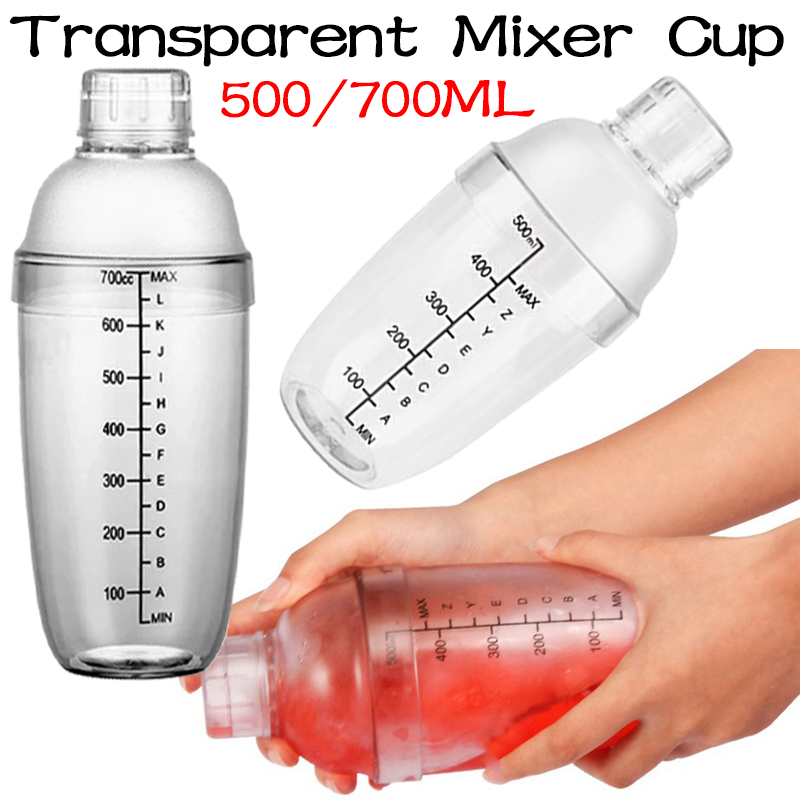 BESTONZON 2pcs Mixer Cup PC Resin Transparent Pot Hand Shake Cup Cocktail  Shaker Clear Bar Shaker Milk Tea Cup Wine Shaker with Strainer and Lid with  Scale 