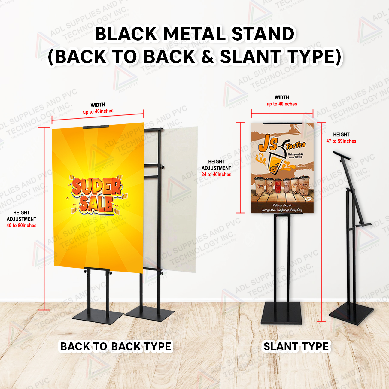 BLACK METAL CARDBOARD STAND BACK TO BACK AND SLANT TYPE #POSTER