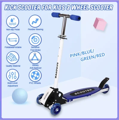 3 Wheels Scooter Foldable Scooter For Kids Foot Kick Scooter Outdoor Sports Fitness Height Adjustable Wheel Foot Scooters Toys Gifts