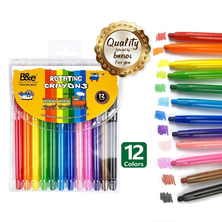 Bnesos Stationary School Supplies B&e Rotating Crayons 8-12-18Colors ...