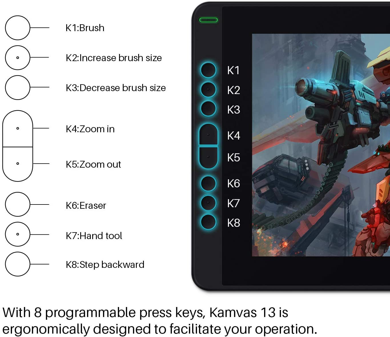 Kamvas 13 Digital Drawing Pen Display for Beginners.