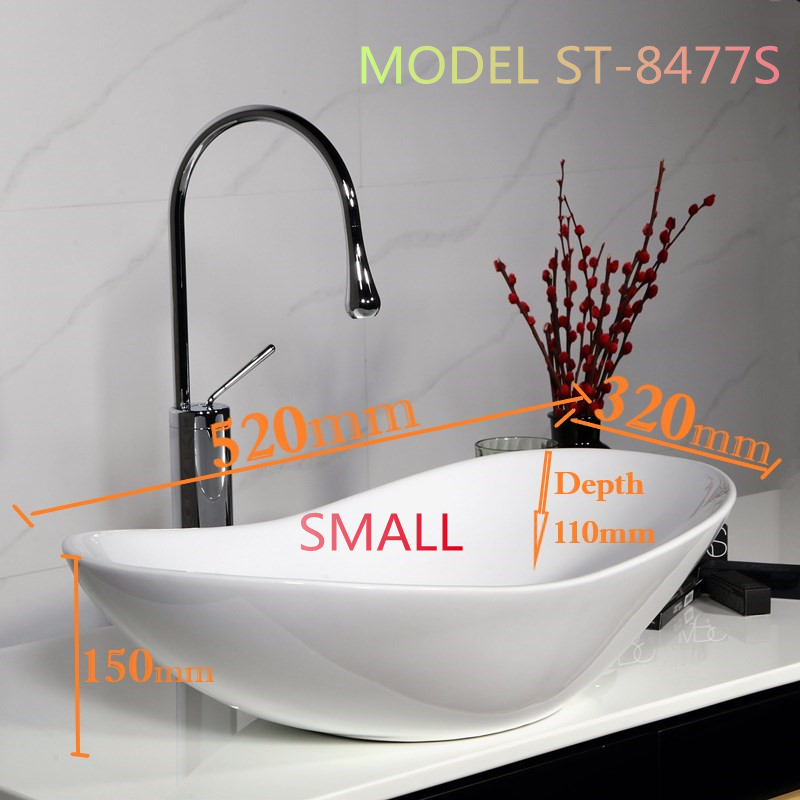 ST8477 BIG Tabletop Mounted Ceramic Bathroom Sink On Countertop