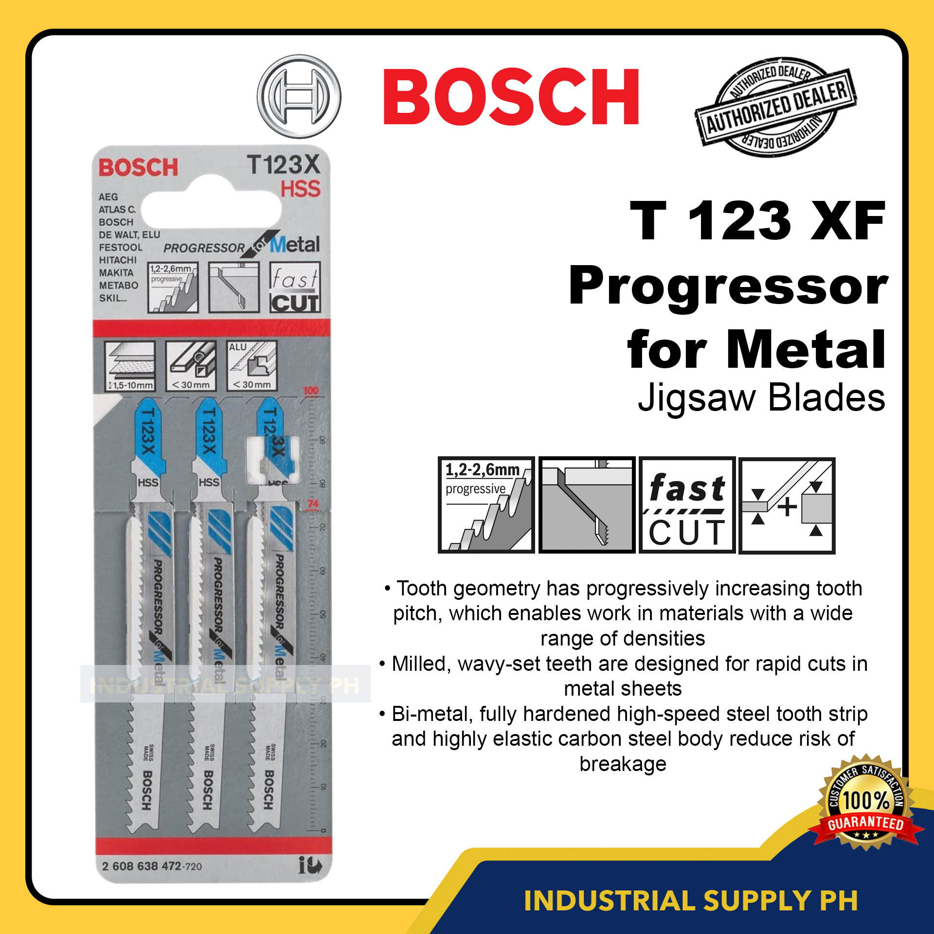 BOSCH T123X Progressor for Metal TShank Jigsaw Blades 3pcs. [ISPH