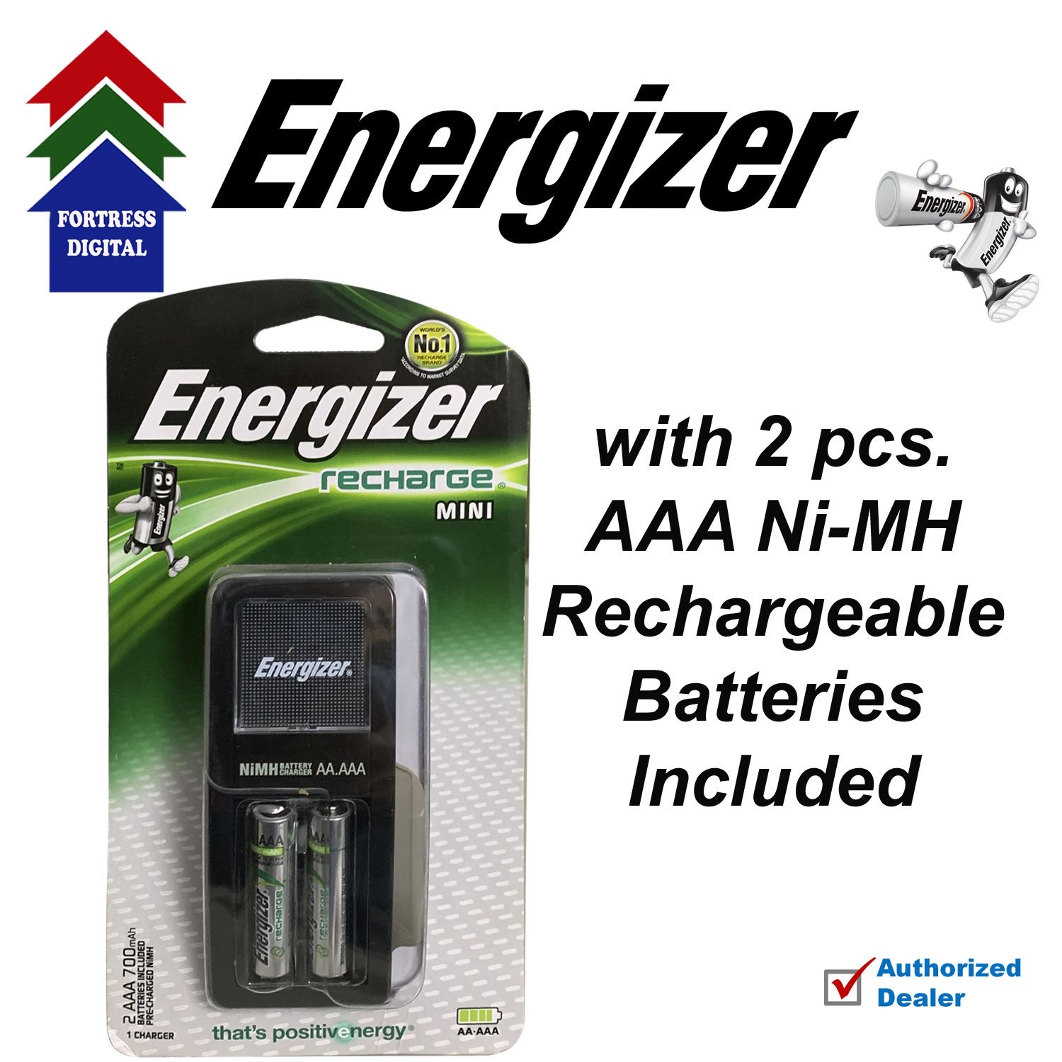 Energizer Mini Charger with 2 pcs AAA rechargable batteries (can charge AA  and AAA) 100% ORIGINAL | Lazada PH