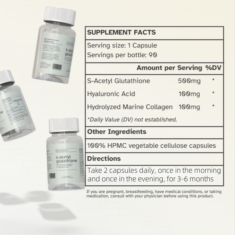 pure form s acetyl glutathione S-Acetyl Hyaluronic Acid Collagen Capsules Anti-Aging & Antioxidant & Whitening Skin S-Acetyl L-Glutathione 100mg | Fullscript