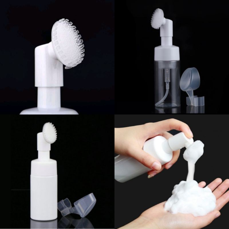 Mousse Foaming Bottle With Brush Pump Press Silicone Face Brush Foaming