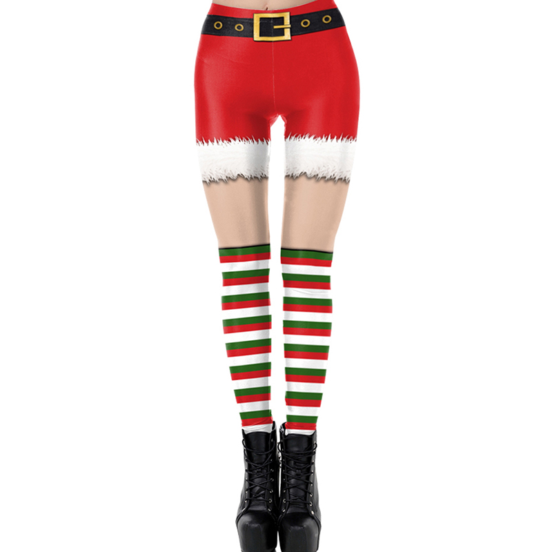 HangQiao Women Christmas Leggings Fashion Printing Leggings Funny Xmas  Tights Pants HOT ○10/10✲