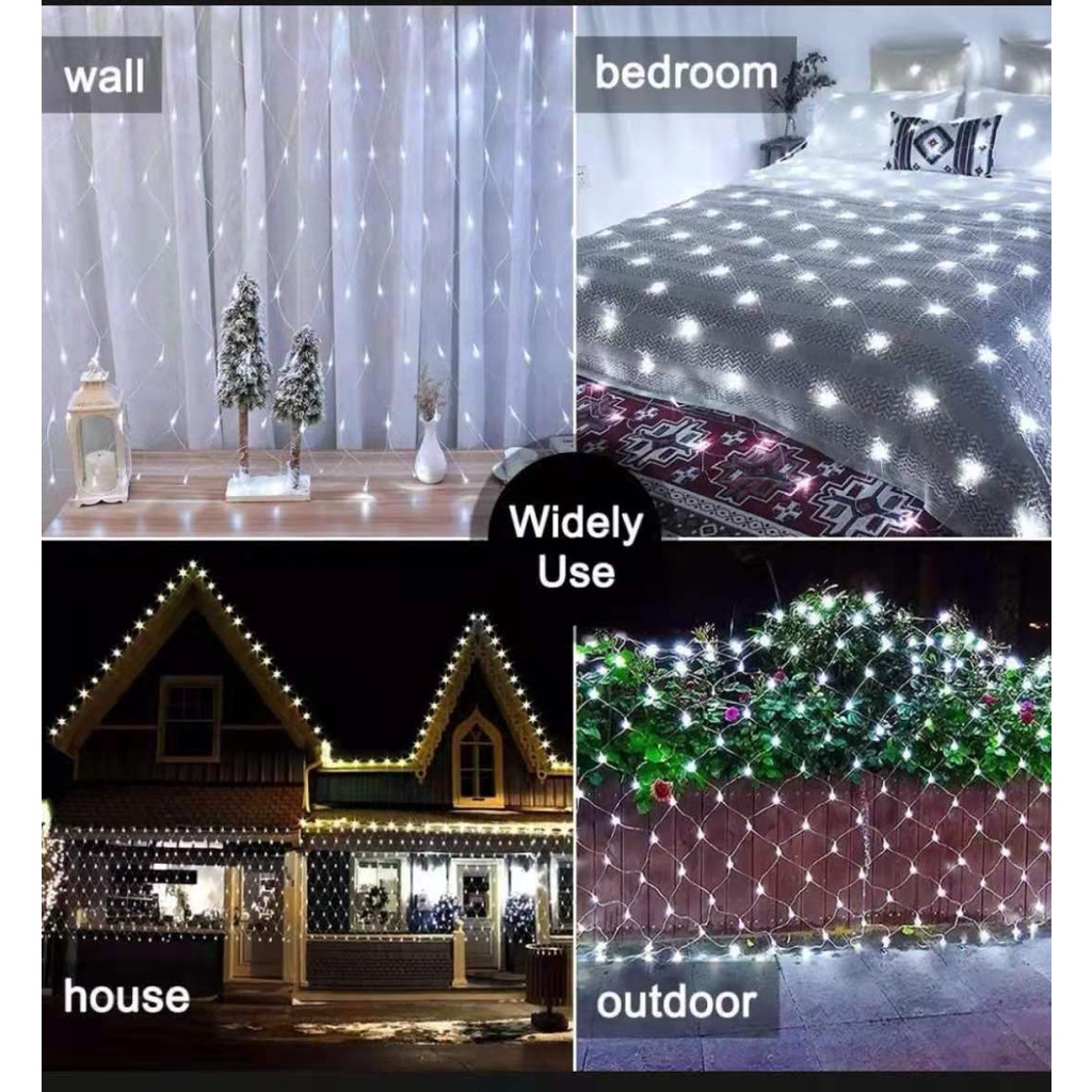 White Net Christmas Lights Outdoor Fairy String Mesh Light Plug in