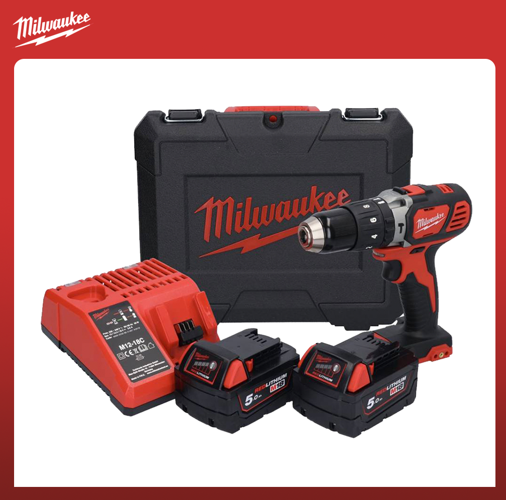 Milwaukee M18 BPD502C Battery Hammer Drill 18V (2x 5.0 AH Batteries