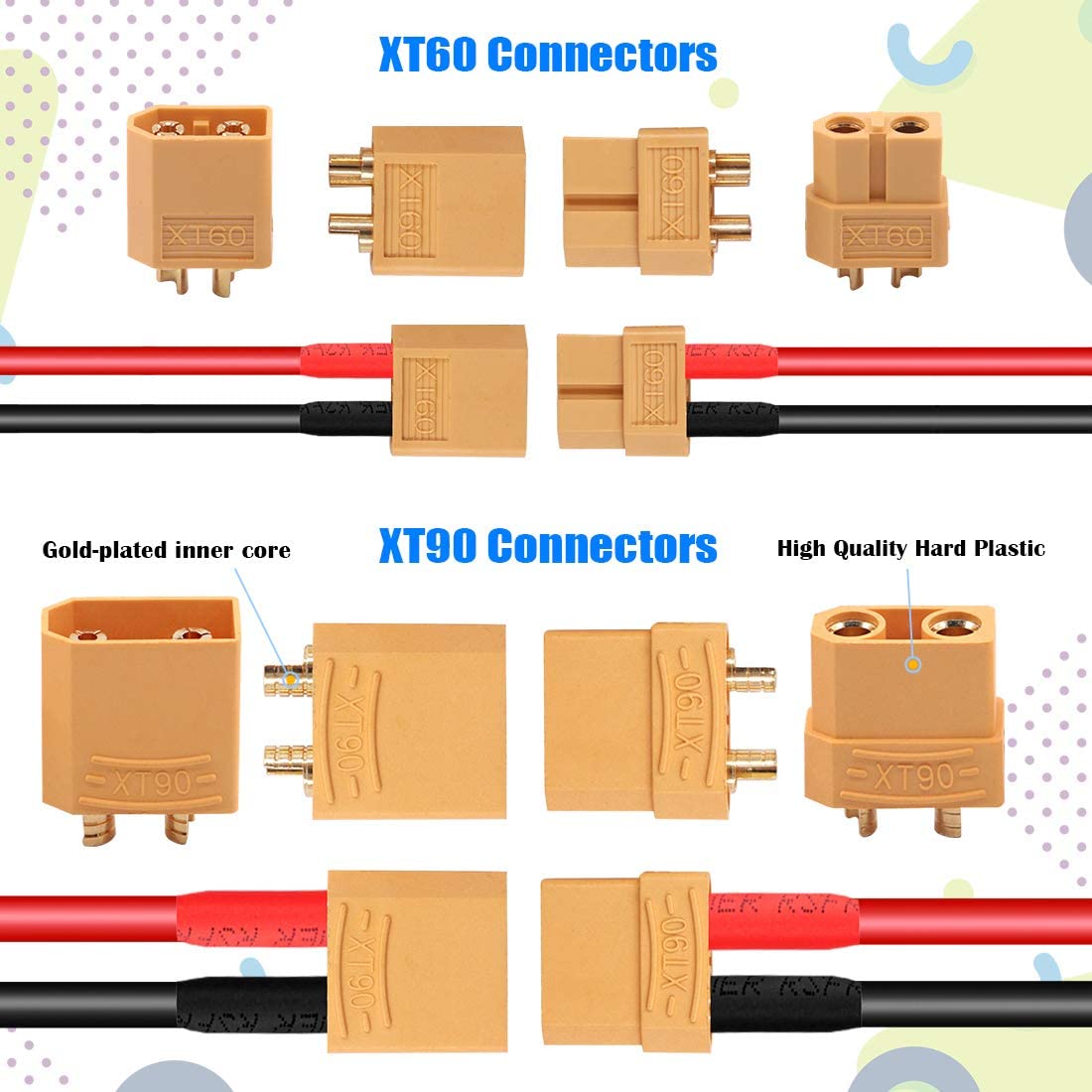 76pcs90pcs T Plug Xt60 Xt90 Ec3 Ec5 Male And Female Plug Adapter Connectors Kit 8270