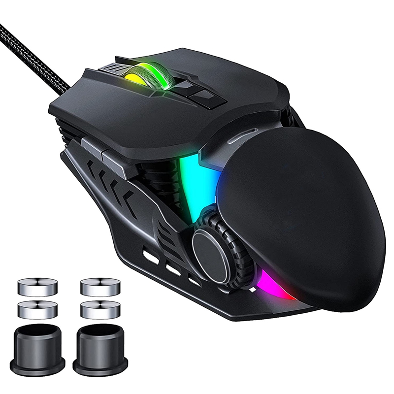 TWOLF Gaming Mouse, Wired Gaming Mouse with Side Buttons, 6400 DPI, 4