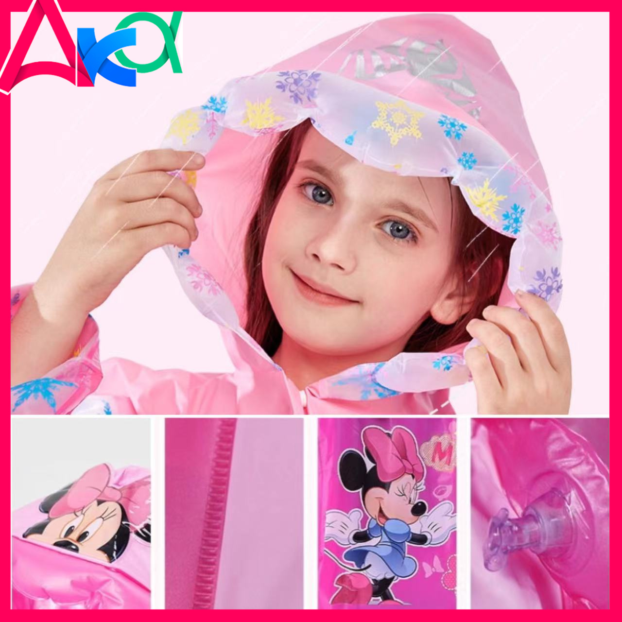 PVC thick children raincoat/poncho with inflatable brim,waterproof