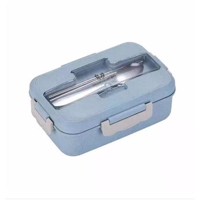 Trendy Plastic Student Rectangular Compartment Lunch Box With Kettle 