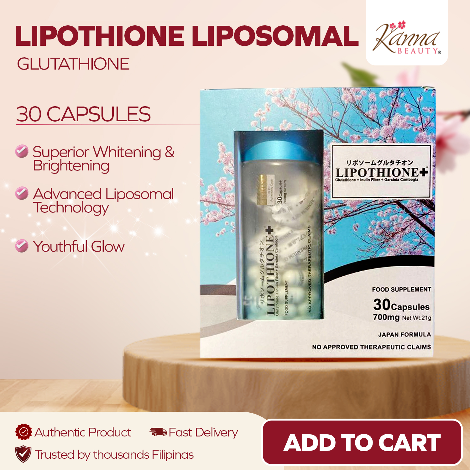 Lipothione Liposomal Glutathione | 30 Capsules x 700mg