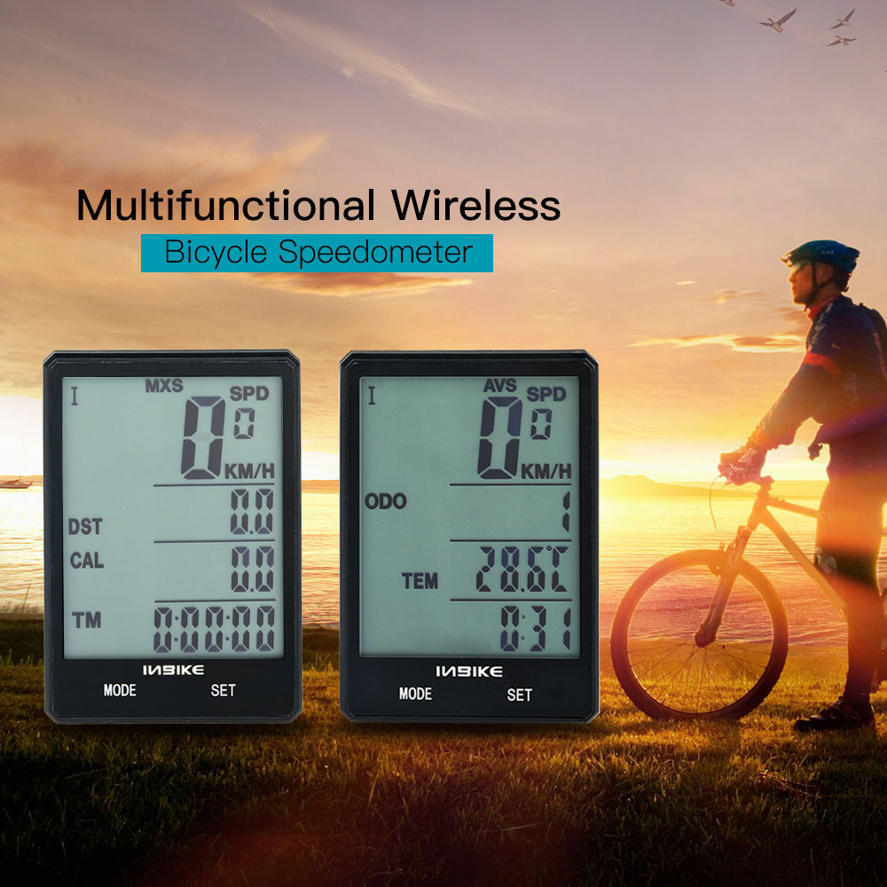 Wire-less Bicycle Speedometer 2.8in Waterproof LCD Display Computer Odometer with Backlight Multiple-function Wire-less Computer Odometer for Bike