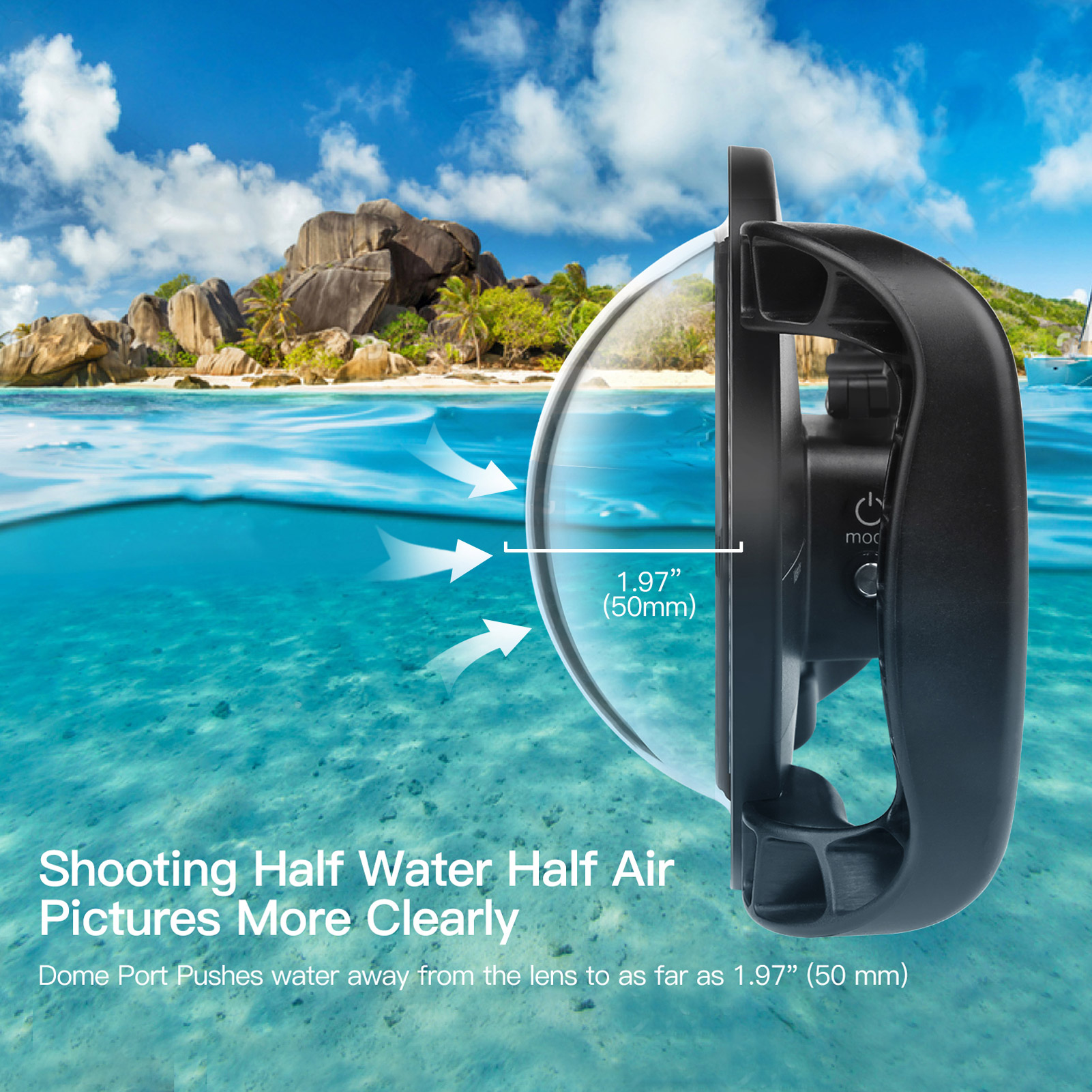 SHOOT XTGP559 Camera Dual Handle Dome Port Waterproof Case Camera Protective Case 45m Waterproof 180° Wide Angle Replacement for GoPro Hero 9 Black GoPro Hero 10