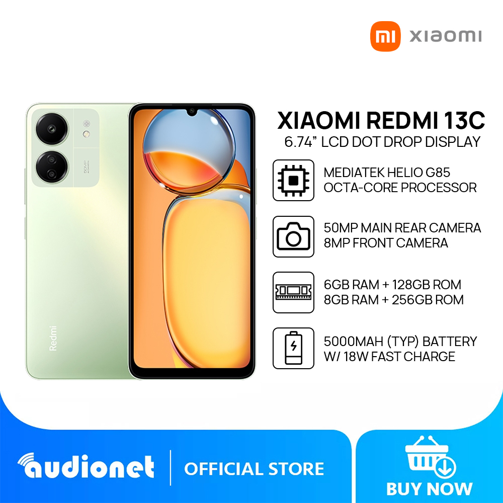 Xiaomi Redmi 13C Smartphone, 6GB+128GB / 8GB+256GB, MediaTek Helio G85, 6.74” LCD Dot Drop 90Hz Display, 50MP Main Triple Camera, 5000mAh (Typ)  18W Fast Charging