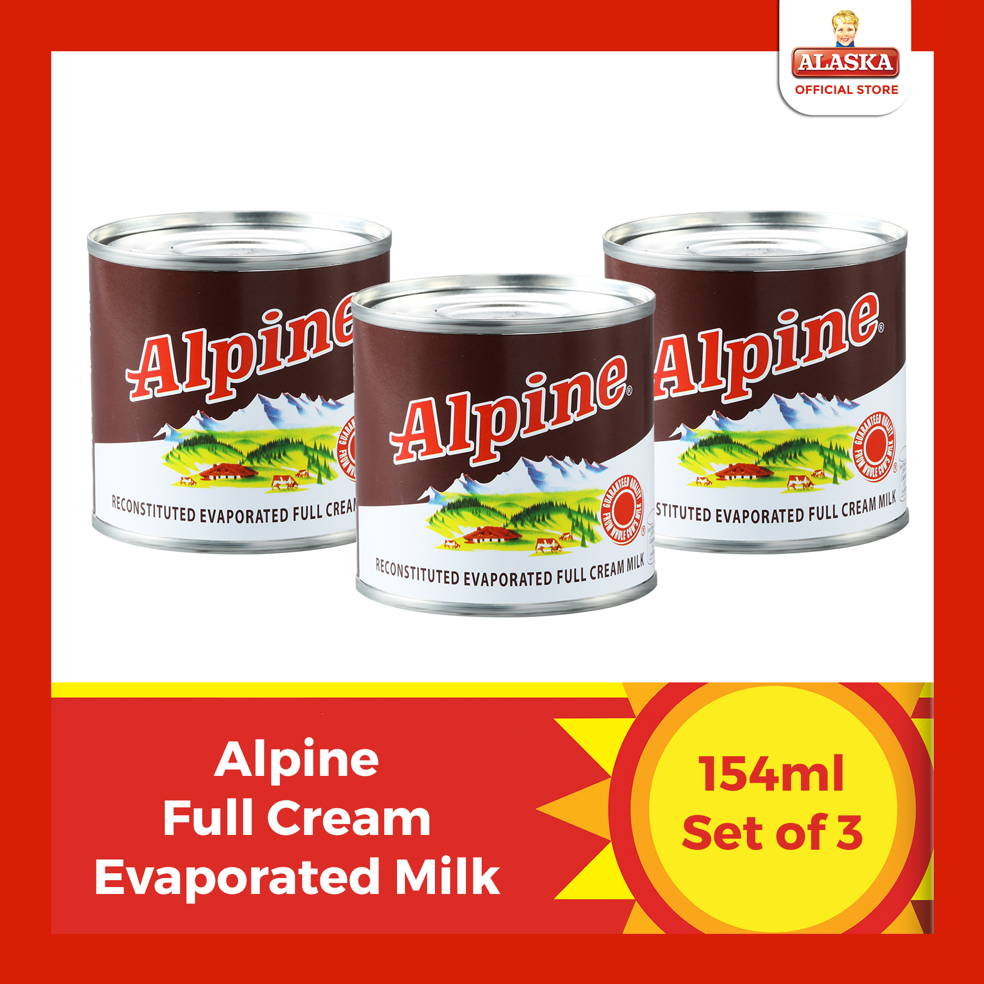 Alaska Alpine Full Cream Evaporated Milk 154ml Set of 3 Lazada PH