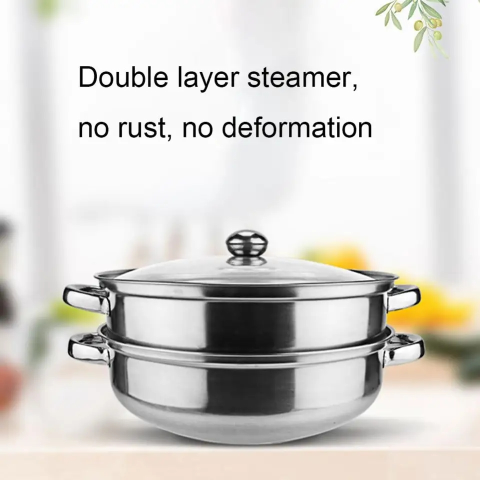 Double Boilers Stainless Steel Steamer Pot 28CM Steam Thicken