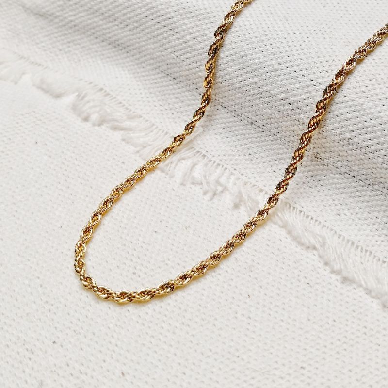 {SA} ROPE LUBID CHAIN BRACELET NECKLACE IN GOLD PLATED STAINLESS STEEL ...